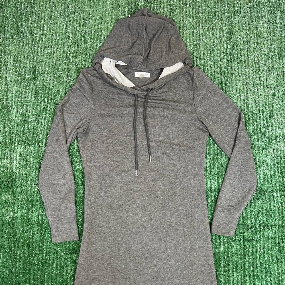Calvin Klein Grey Hooded Knit Dress
